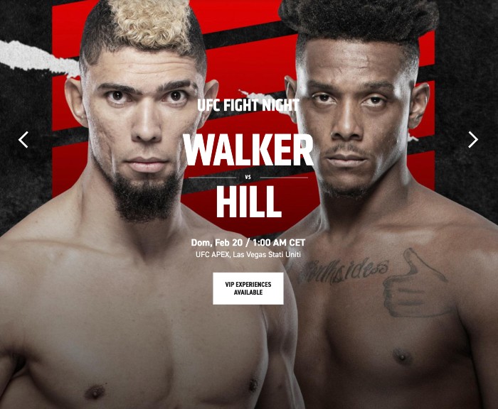 ufc fight night scommesse, quote e pronostico Walker vs Hill